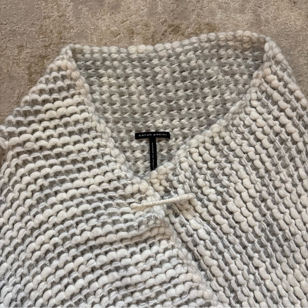 Sarah Pacini ‘Chine Cardigan’ Textured Knit Wool Blend Vest One Size - Picture 5 of 11